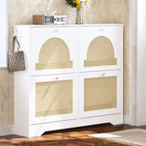 Mid-Century Narrow Design Tipping Bucket Shoe Cabinet with 4 Flip Drawers, Elegant Entryway Shoe N721P288701K