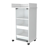 Lusk Bar Cart with 2-Bottle Holder Shelf, Glass Door and Casters B128P176151