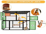 Wooden Catio Outdoor Cat Enclosure Large Cat House for Mulitiple Cats Walk ,Indoor 4 Tier Cat 31203530