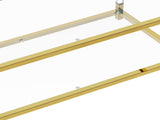 Modern Acrylic Leg Coffee Table, Double Layer Tempered Glass Top with Golden Metal Frame, W1727P194947