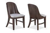 2pc Mid-Century Modern Upholstered Dining Chair Barrel Back Brown Walnut Finish Wooden Dining Room B011P263741