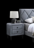 ZNTS Grey Color Velvet Gorgeous 1pc Nightstand Bedside Table 2x Drawers Bedroom Furniture Sleek Design B011P190167