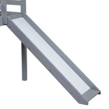 Twin Low Loft Bed with Slide, Ladder, Safety Guardrails, Rubber Wood Twin Loft Bed,Grey W504P218522