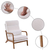 High Back Solid Wood Armrest Backrest Iron Frame Teddy Velvet Indoor Leisure Chair Off-White 78816412