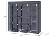 67" Portable Closet Organizer Wardrobe Storage Organizer with 10 Shelves Quick and Easy to Assemble 09015276