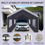 Carport, 1020 Heavy Duty Portable Carport Garage Tent for Outdoor Storage Shelter grey W1350P176011