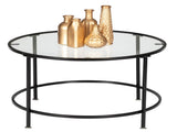 2 Layers 5mm Thick Tempered Glass Countertops Round Wrought Iron Coffee Table 87255188