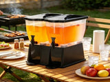3-Gallon x 2 Beverage Dispensers, Plastic Drink Dispensers with Stand, Spigot & Lid 55726418