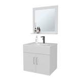 White 2-Door Floating Bathroom Vanity Set with Sink and Mirror B062P355539