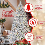 Artificial 6ft Flocked Christmas Tree with 888 PVC Branch Tips, Pine cone*35pcs, 350L Colorful led, 91486641