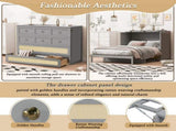 Full Size Murphy Bed with Large Drawers,Gray N708P336203E