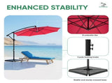 10ft Offset Hanging Outdoor Patio Umbrella with Base Stand Rotate and Tilt, 8 Ribs, UV Protection 40395338