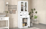 ZNTS Tall Bathroom Storage Cabinet, Cabinet with Four Doors and Drawers, Adjustable Shelf, MDF Board, N725P186647W