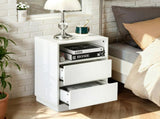White P2 particleboard with melamine finish, drawer beveled edges, 40*30*60cm, two drawers with top 77405103