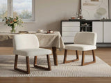 Dining Chair Set of 2, Plush Fabric Upholstered Dining Chairs with Curved Wooden Legs and Beige N779P370775B
