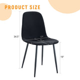Luxury Simple Chair - Set of 4 BLACK Linen-Cotton Material High Resilience Dining Chair with Metal W1151P262623