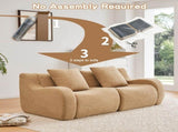 Soft Teddy Fabric Boneless Sofa,No Assembly Required Streamlined Design,Anti-Slip Design 32D High W714P357216
