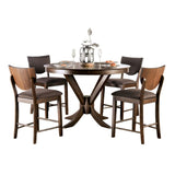 ZNTS Set of 2pc Counter Height Chairs Dining Room Walnut Finish Solid wood Dark Chocolate Fabric B011P214969