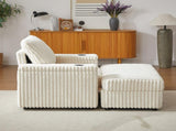 42.5-inch corduroy single recliner with backrest pillow, cup holder design, storage footrest, W834P375116