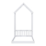 ZNTS Twin House-shaped Roof Headboard Floor Bed,,,White W504P145328