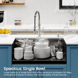 Stainless Steel Kitchen Sink, 33x19 Single Bowl, Undermount Handmade Sink in Brushed, with Cutting T3177P296193
