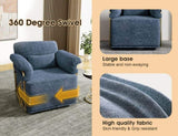 360 Degree Square Swivel Accent Sofa Chair,Fluffy Fabric Lounge Wide Upholstered Reading Chair with W2012P319079