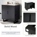 30" Bathroom vanity Set with Sink, Combo Cabinet, Bathroom Storage Cabinet, Solid Wood Frame WF319594AAB