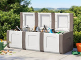80 Gallon Extra Large Outdoor Deck Box Waterproof PP Storage Box with Lockable Lid-Beige 71337530