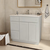 36 in. W x 21 in. D x 34.5 in. H in Shaker Dove Plywood Ready to Assemble Floor Vanity Sink Base T3210P282886