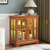 LED Curio Display Cabinet,Antique Display Cabinet with Adjustable Shelves,Retro Design Quality W2275P292660