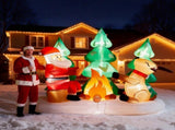 9FT Lighted Christmas Inflatable Decoration, Inflatable Santa and Reindeer Around Campfire, Funny 05216727