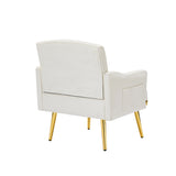 ZNTS cream white velvet armchair with metal legs W58852198