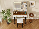 Makeup Vanity with LED Lighted Mirror, 360&deg Rotatable Mirror, Vanity Desk with 2 Drawers,Power N704P385441K