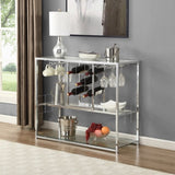 ZNTS Bar Cart Kitchen Bar&Serving Cart for Home Glass Holder and Wine Rack, 3-Tier Kitchen Trolley GHNDT-WRK1004A