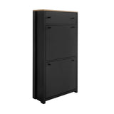 Functional Entryway Organizer with 2 Flip Drawers, Wood Grain Pattern Top Shoe Cabinet with Drawer, 98388469