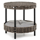 2-Tier Rattan Cat Bed , Gray 59665723