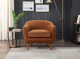 Mid-Century Modern Accent Chair 1pc Rust-hued Chenille Fabric Upholstered Channel Stitched Back B011P182509