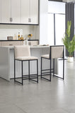 Modern Dining Chairs set of 2, Upholstered Linen cushions and backrest with minimalist craft iron W1249P257008
