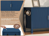 U-Style Modern Wave-Pattern Sideboard with 3 Drawers, Large Storage Buffet Cabinet with Hooks and N711P345172V
