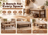 40 Inch Dining Bench, Solid Rubber Wood Frame with Hand-Woven Paper Rope 93350034