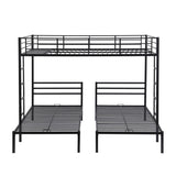 ZNTS Full over Twin&Twin Size Bunk Bed with Built-in Shelf, Black 81812527