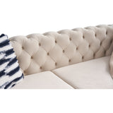 Chesterfield Modern Tufted Velvet Living Room Sofa, 84.25''W Couch,Cream W57964660