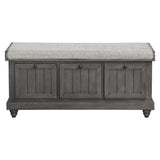 ZNTS 1pc Durable Storage Bench Dark Gray Finish Foam Cushioned Seat Upholstery Flip-Top Seat Solid Wood B011P170010