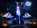 8 FT Inflatable Winged Ice Dragon Halloween Decoration with LED Disco & Eye Lights, Waterproof 01704142
