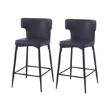 28inch Counter Height Bar Stools Set of 2, Modern Bar Upholstered Chairs with PU Leather, Metal N762P199304B