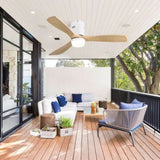 52 Inch Wooden Ceiling Fan With 18W Led Light 3 Solid Wood Blades Remote Control Reversible DC Motor W882P293457