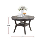 Dining Room Furniture Gray Oak Rubber wood MDF Round Table 1pc Table w Shelve B01156000