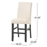 Contemporary leather counter stools,Ivory dining chairs with nail-head decoration ,25 N780P168429
