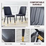 Black dining chairs and living room chairs. PU material and metal legs, suitable for kitchen, living W1151118969