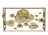 39.5" x 12" x 30.5" Gold Console Table with Mirrored Glass Top, Modern Entryway Table for Living W2078141937